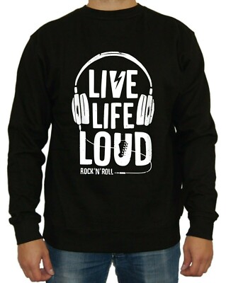 Live Life Loud Sweater Kult Fun Musik DJ Rock N Roll Festival Konzert Party