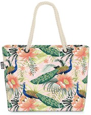 VOID Tasche Tropenvogel Pfau Hibiskus Blumen-Muster geblümt floral