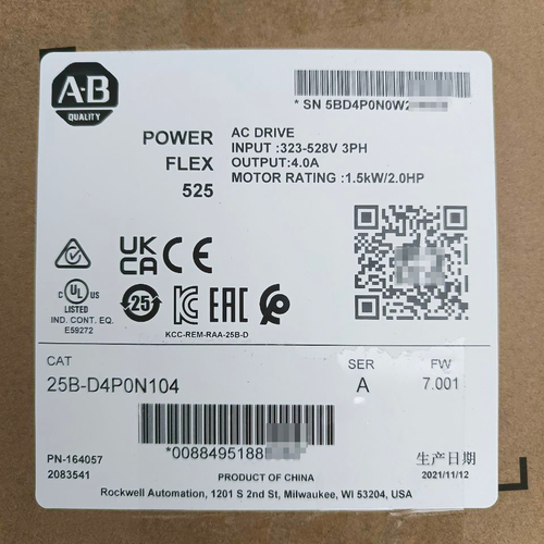 1pcs New Sealed AB 25B-D4P0N104 Power Flex 525 1.5kW 2Hp AC Drive