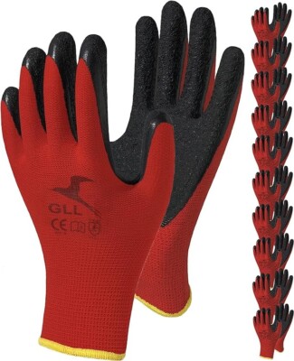 Safety Work Gloves Latex Coated for Men&Women 10-Pair-Pack Knit Firm Grip XL
