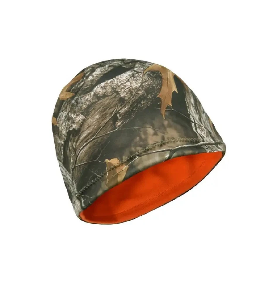 New Reversible Orange Tree Leaf Camo Fleece Beanie Watch Cap Men's Hunting Hat - Image 3 of 4