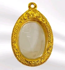 Empty Case Frame Gold Micron Gem Pendant Thai Buddha Amulet Size 4.2x3cm New