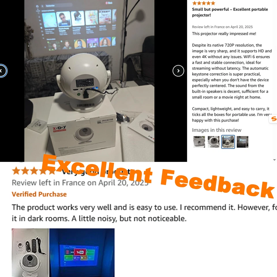 XGODY Projector 12000 Lumens 4K 1080P FHD 5G WiFi LED Movie Video Home Theater - Image 2 of 4