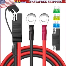 SAE Connector to O Ring Terminal Extension Cable 10AWG Harness with Fuse 60cm/1M