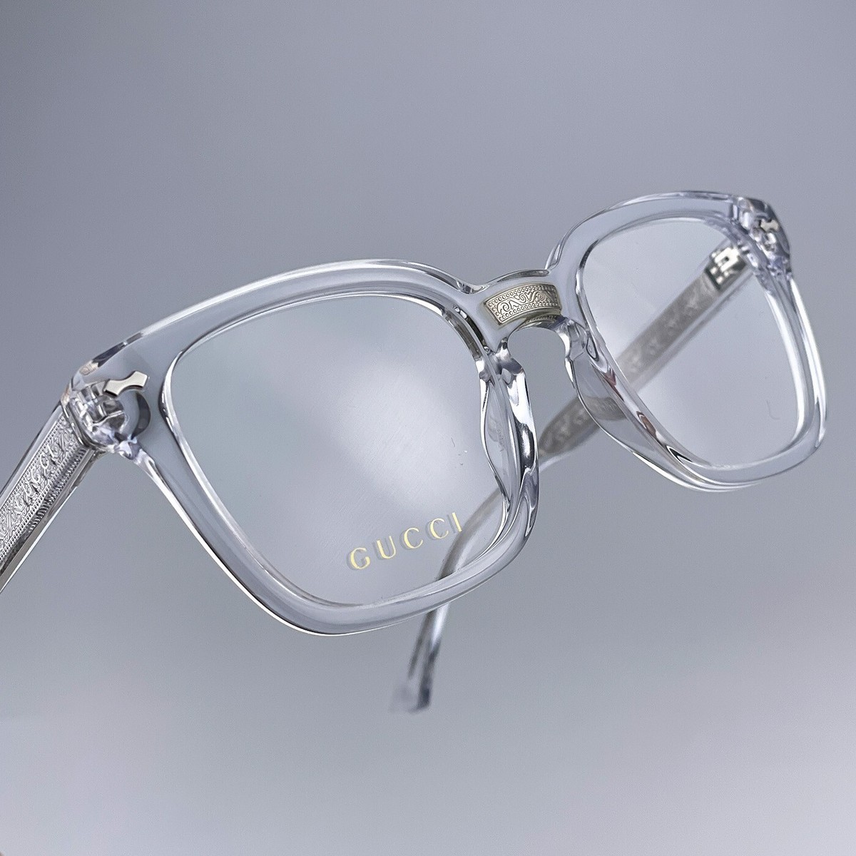 Gucci Women Eyeglasses Crystal Clear Demo Square GG0184O 012