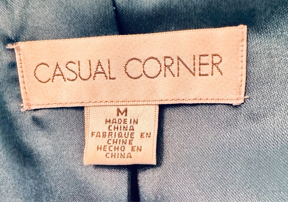 Vintage Casual Corner Women's Medium Genuine Suede Jacket Zip Pockets Teal - Image 3 of 4