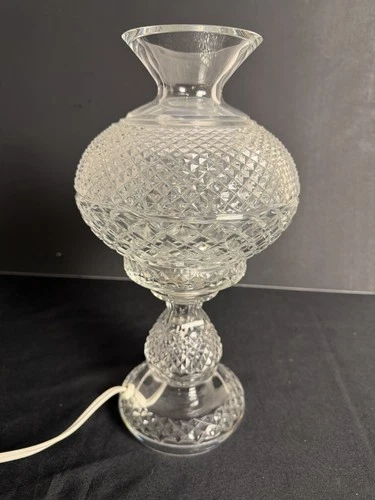 Vintage WATERFORD INISHMAAN 14" Crystal Electric 2 Piece Hurricane Lamp