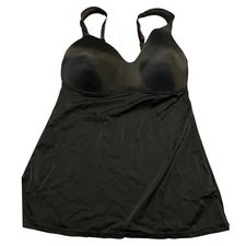Rhonda Shear Black Tummy Control Tank Top XL Built-in Bra Adjustable Straps