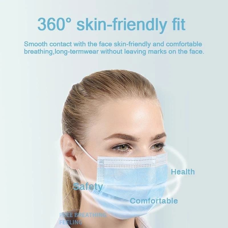 Disposable 3-Layer Face Mask Earloop Pink Blue Black White PM001