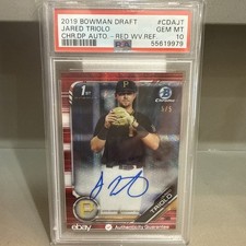 2019 Bowman Draft Jared Triolo 1st Bowman Auto Red /5 PSA 10 🔥POP 2 GOLD GLOVE