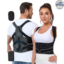Posture Corrector Back Brace M Waist 31-39 in Dual 3D Pads Spine Support