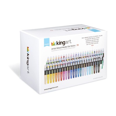 KINGART 72 Count Gel Stick Crayons Vibrant Colors Water Soluble Non Toxic