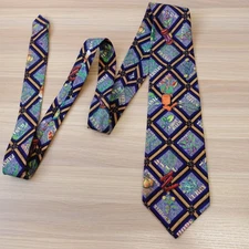 Mens Neck Tie Blue Tan Windowpane Herbs Spices Novelty Botanical USA Made FLAVOR