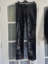 Ladies Evening Sequin Black Trousers Waist 25in Inside 32