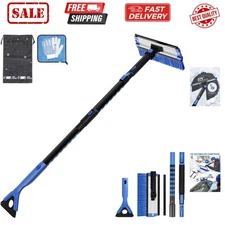 47.7″ Extendable Snow Brush and Ice Scraper, 270° Pivoting Snow Scraper Brush...