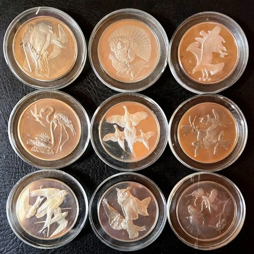 Silver Lot - 18 Ounces Of. 925 Silver Bullion . 9 Rounds @ 2-Oz Each. W/Capsules