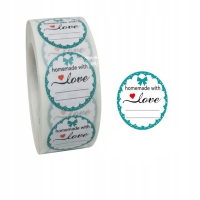 500x Runde ''homemade With Love'' Aufkleber, Ø 2,5cm, Deko, Geschenk, Bastelpapier