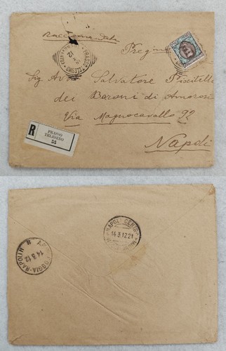 regno 1912 floreale 1 l raccomandata ambulante foggia napoli telese terme beneve