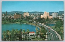 Los Angeles MacArthur Park Wilshire Blvd Luftaufnahme California 60er Jahre Chrom