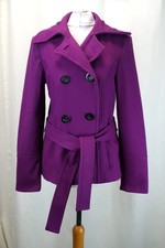 Zara Basic Purple Double Breasted Wool Pea coat S USED CR067 HH 03