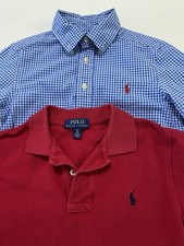 Polo Ralph Lauren Boys Size S 8 Red Polo Shirt  Button Down Shirt Lot Of 2