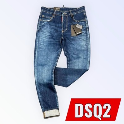 DSQ2 Men's Casual Slim Fit Stretchy Washed Blue Jeans Diesel Pants