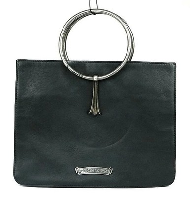 Chrome Hearts Cross Tail Ring Handbag Leather Sier Black 102432 r52_0513