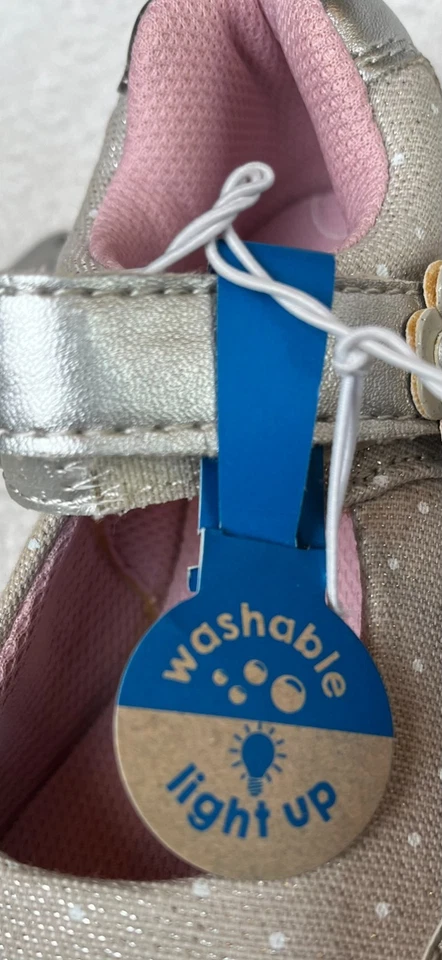 Zapatos Surprize by Stride Rite Toddle Sandy Lavables Iluminados Plateados Rosa Talla 7M Foto 4 de 4