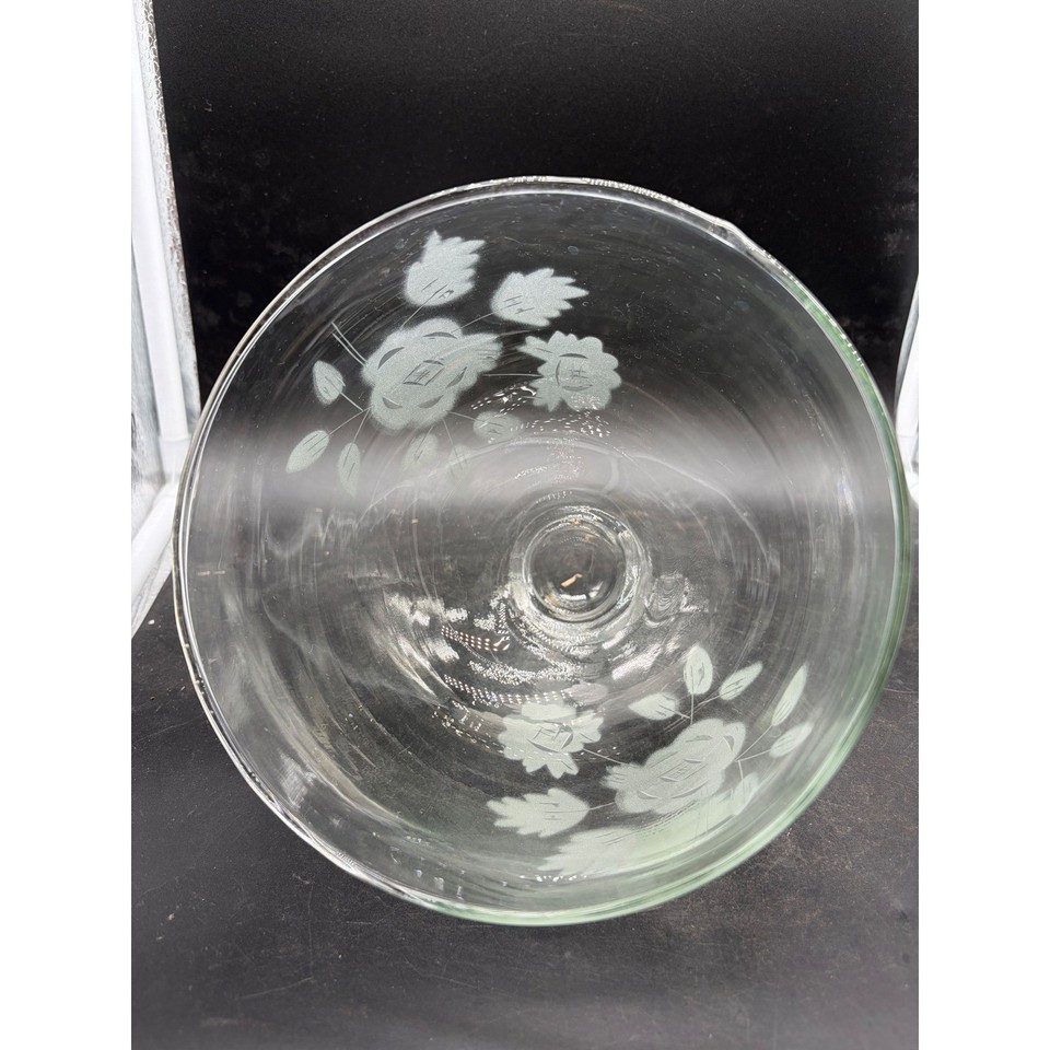 Vintage Etched Glass Cheese Dome Cloche and Textured Round Underplate ...