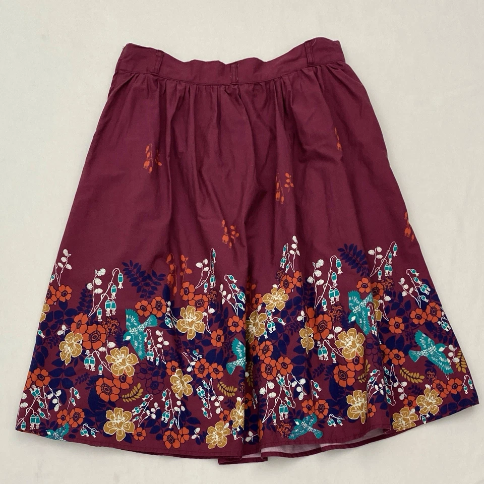 Modcloth Knee Length Floral A Line Skirt Womens Medium Pockets Boho Cottagecore - Image 2 of 4