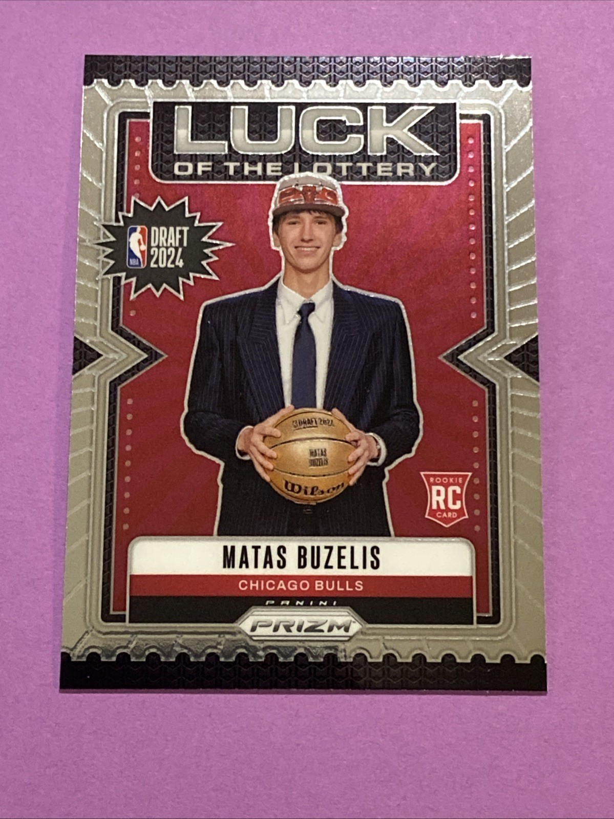 Matas Buzelis 2024-25 Panini Prizm #8 Luck of the Lottery Chicago Bulls