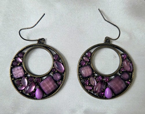 Vintage 80s Earrings Gold Tone Silver Tone Multi Color Post & Dangles Lot 8 Pair - Picture 7 of 12