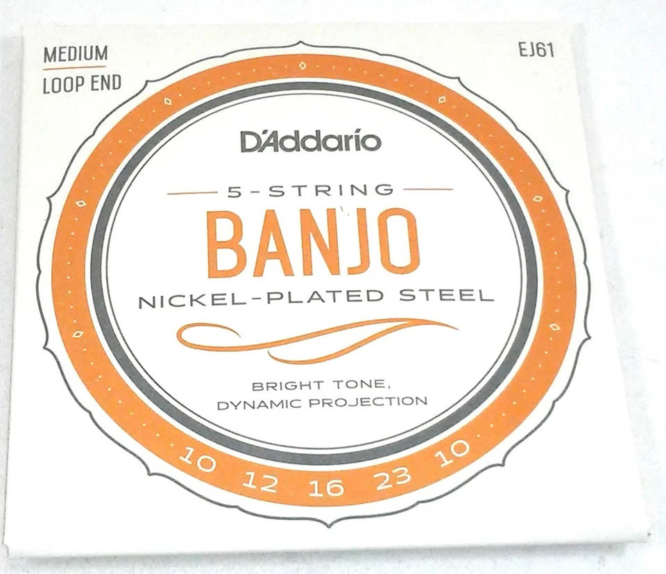 D'Addario Banjo Strings 3 Sets Nickel Steel Loop End Medium EJ61 - Image 3 of 4