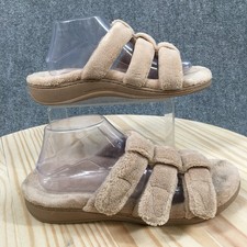 Vionic Snooze Slippers Womens 9 Slide Slip On Casual Comfort Wedge Heels Brown