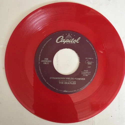 The Beatles Penny Lane/Strawberry Fields Forever Red Vinyl Jukebox 45 EX