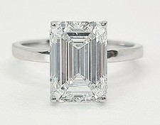 5 Ct Emerald Cut Lab Grown Diamond Solitaire Women's Wedding Ring 14k White Gold