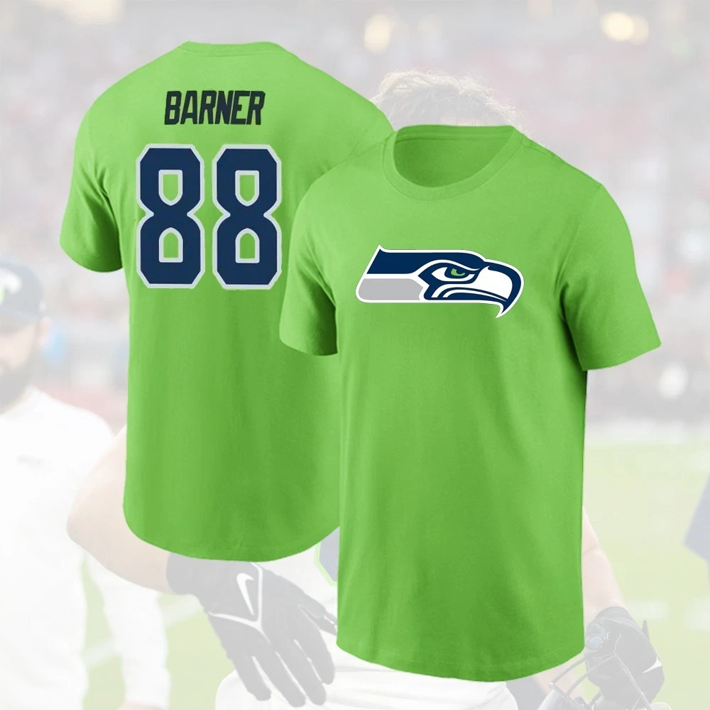 AJ Barner Seattle Seahawks 2026 Player Name & Number Double Sided T-Shirt
