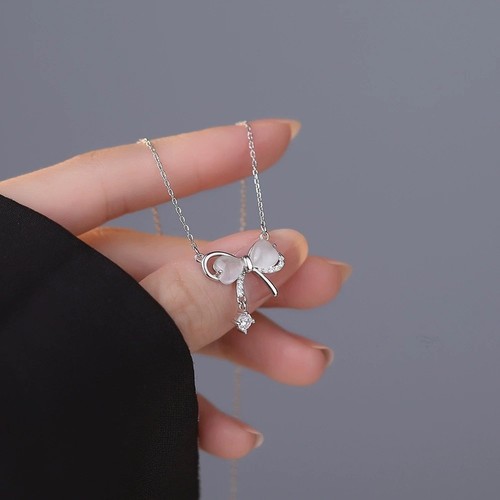 Everyday Fashion Cat's Eye Stone Alloy Necklace 41cm To 50cm Circumference - Picture 4 of 10