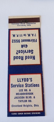 Llyods Service Stations Cleveland Heights Ohio Matchcover Lot 587