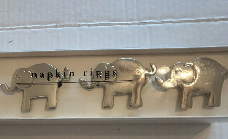 Винтажный пирс один салфетки кольца набор из 4 слонов никелированный серебряный сундук вверх стол - Изображение 2 из 4