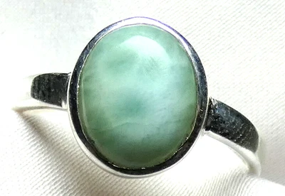 💙Larimar Ring 925 Silber Gr. 18,1 (57) ovaler Edelstein Cabochon mod. Design 💙 - Bild 1 von 4