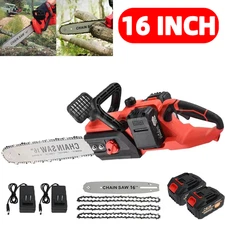 16 inch Electric Chainsaw Cordless Handheld 3Chain Saw Wood Cutter With 2Battery