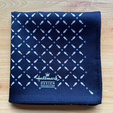 HANDKERCHIEF ART VINTAGE GEOMETRIC CROSS MEN'S POCKET SQUARE COTTON 19" A0904