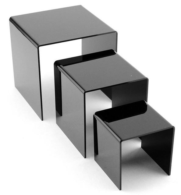 3pc Black Acrylic Riser 3", 4", 5" Set Product Display Jewelry Holder Showcase eBay