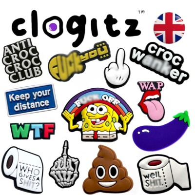 Offensive Rude Over 18    !!️ Fluchen Schuh Charms für Clogs CLOGITZ UK  