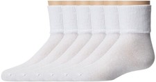 Jefferies Socks Kids 248621 White Turncuff 5 Pair Pack Size Medium Shoe 12-6