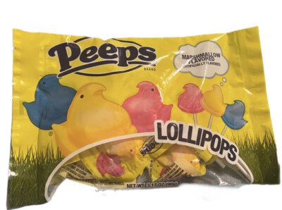 Peeps MARSHMALLOW Flavored Lollipops 12-Pops Suckers Chicks 3.17oz Bag-SHIP24HRS