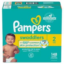 Pampers Swaddlers Diapers Enormous Pack - Size 2 - 148ct - OPEN BOX