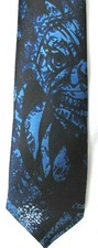 Unisex Black and Blue Spooky Skulls  Scary Design Neck tie 56" L x 2" W-New 