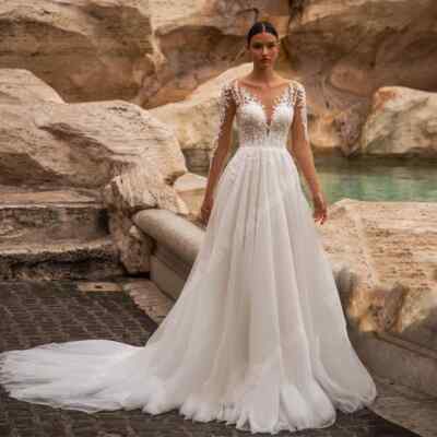 Women Engagement Wedding Dresses Sexy Bridal Gowns Lace Vestidos De Novia |  eBay